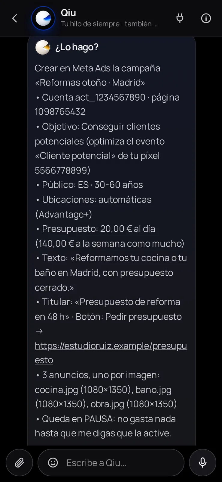 Captura en el móvil: Tu campaña de Meta Ads, lista y en pausa