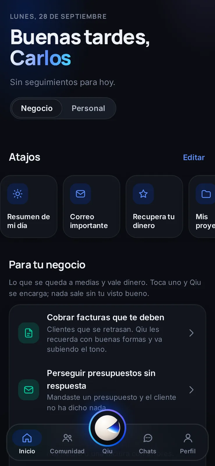 Captura en el móvil: Modo Negocio