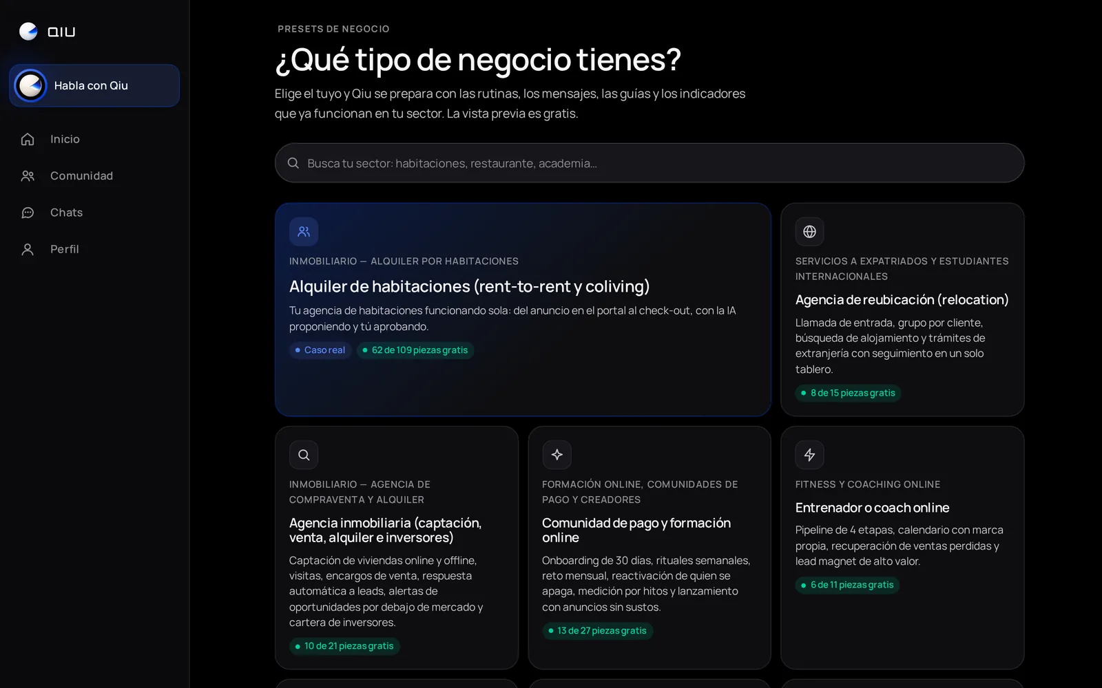 Captura en el ordenador: «¿Qué tipo de negocio tienes?»