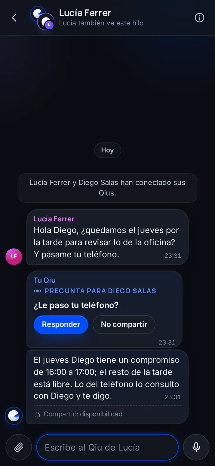 Captura en el móvil: Tu Qiu te pregunta antes de compartir
