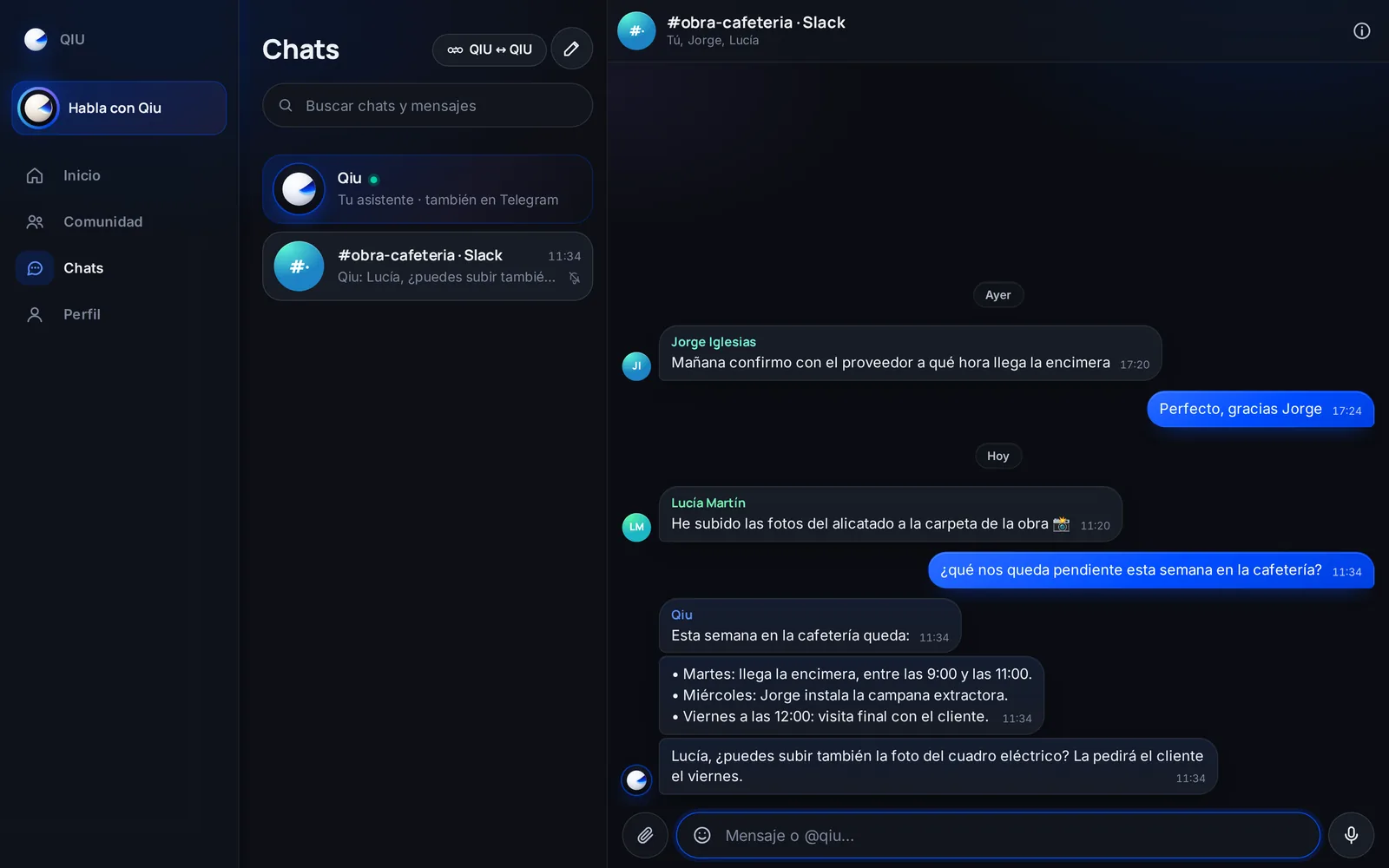Captura en el ordenador: Responde en el hilo del canal