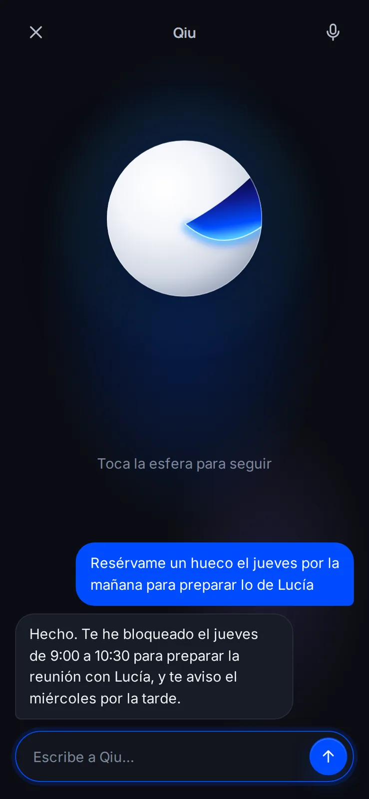 Captura en el móvil: Una frase y la agenda queda hecha